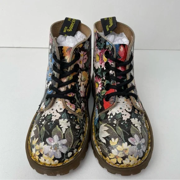 Vintage Dr. Martens England MIE Floral Print Leather Boots Toddler - Picture 5 of 14